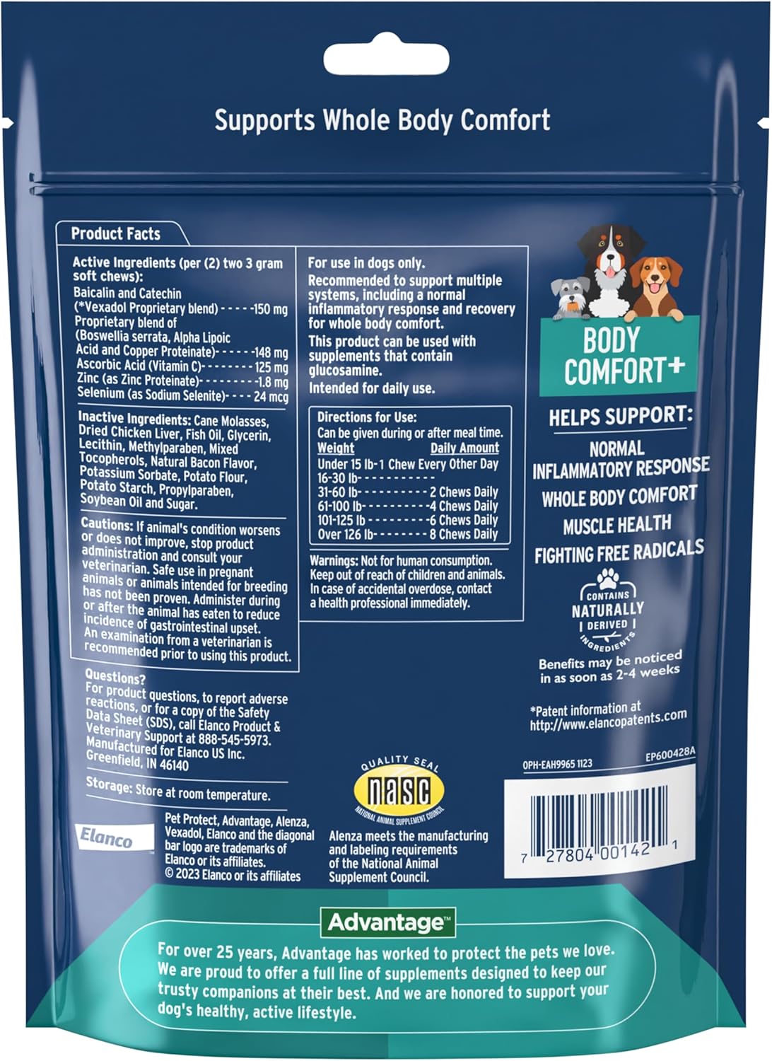 Bundle of K9 Advantix II XL Dogs Over 55 lbs. | 6-Mo Supply + Pet Protect Body Comfort+ Supplement for Dogs | 60 Chews