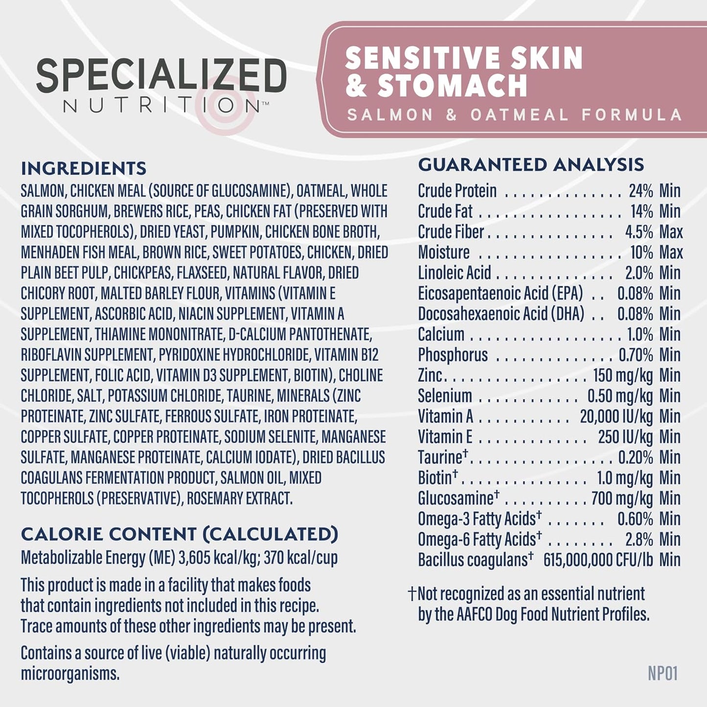 Natural Balance Specialized Nutrition Dry Dog Food with Salmon and Oatmeal for Dogs, Sensitive Skin & Stomach Dog Food, Natural Ingredients with Added Vitamins & Minerals - 22 lbs