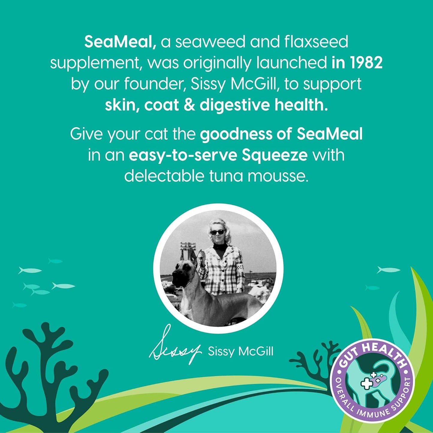 SeaMeal Squeeze Tuna Lickable Cat Treats with Seaweed for Skin & Coat - Wet Cat Treats with Digestive & Immune Health Support - Natural, Holistic, Grain Free (48 Squeezes)