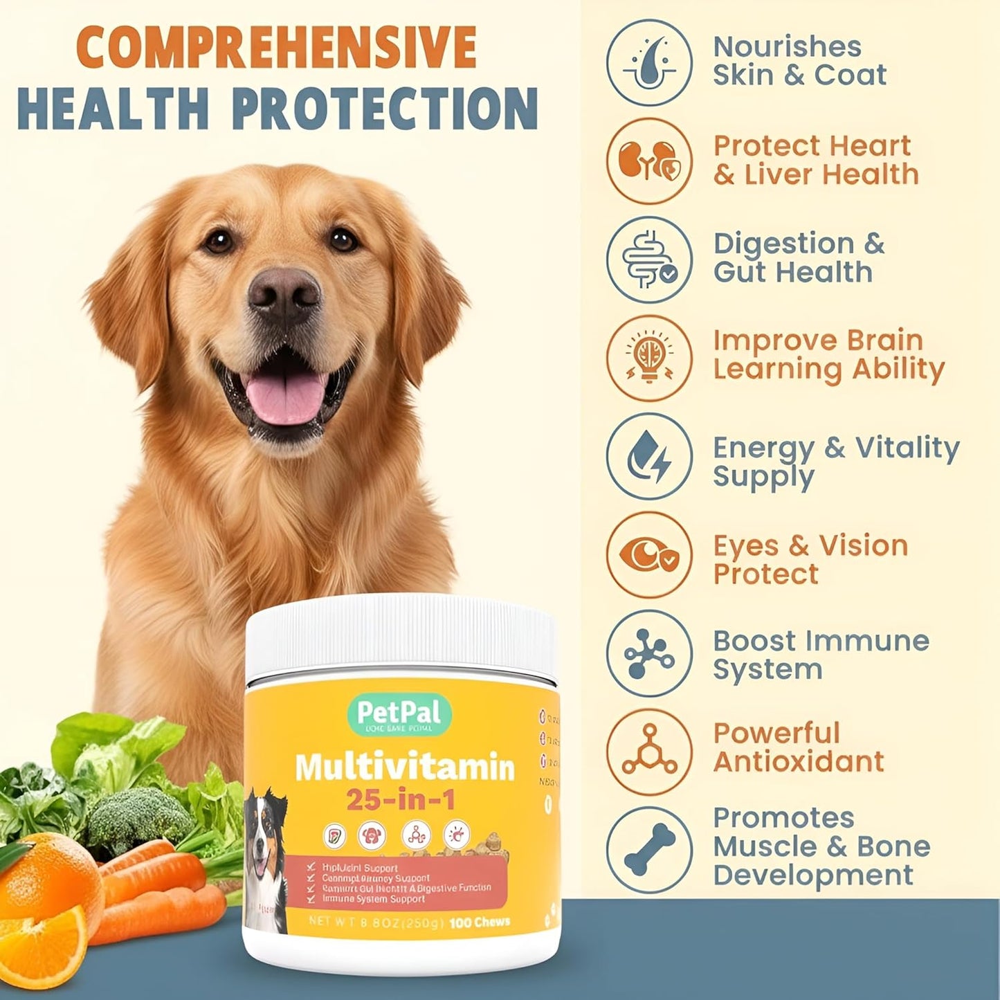 Healthy Grain-Free Dog Treats, Soft Chew with Vitamins for Training & Rewardings, Immune System Health, Joint Health, Low-Calorie, Zero Artificial Flavor and Coloring, 100 Count