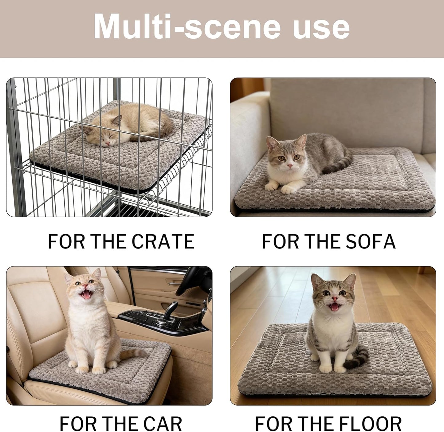 Dog Bed Mat – Soft & Comfortable Dog Kennel Pad for Crate – Durable Crate Bed & Mat for Dogs & Cats (Light Gray, XS(18"*14"*1.5"))