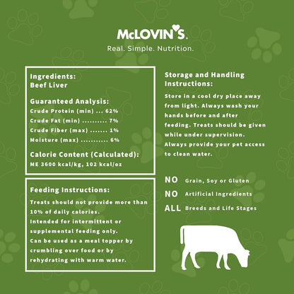 McLovin's Pet Freeze Dried Raw Beef Liver Dog Treats and Toppers, 14 oz. - Single Ingredient, Grain-Free, Gluten-Free, High-Protein Treat – Healthy Dog Training Treats