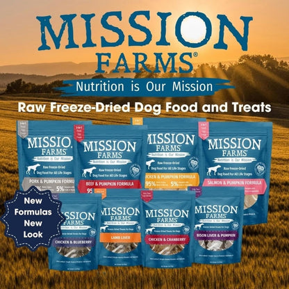 Mission Farms Wild Caught Salmon & Pumpkin Freeze-Dried Raw Dog Food Formula Complete & Balanced Meal for All Ages, 14 oz