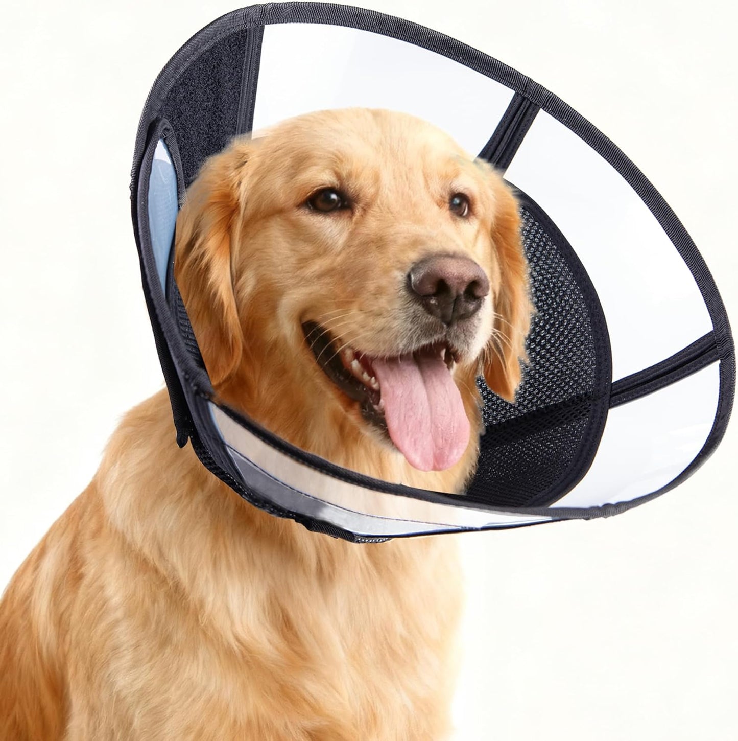 Soft Dog Cone, Stop Licking Deep Pet Recovery Collar After Surgery for Large Medium Dogs, Clear Plastic Breathable Elizabethan Head Neck Circle, Adjustable Comfortable Cones 25cm /10" Long (L Pink)