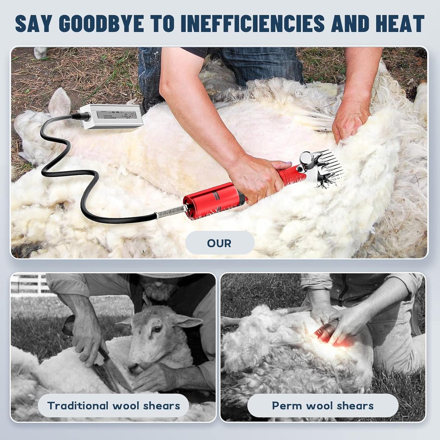 1000W Electric Sheep Shears, Professional Sheep Clippers, Animal Grooming Clippers for Horse Alpacas Goats, Farm Livestock Shearing Machine-Grooming Kit Animal Hair Cutting