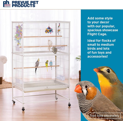 Prevue Pet Products Wrought Iron Flight Cage with Stand, Large Birdcage for Pets, Metal Cage Standing Birdcage, Chalk White