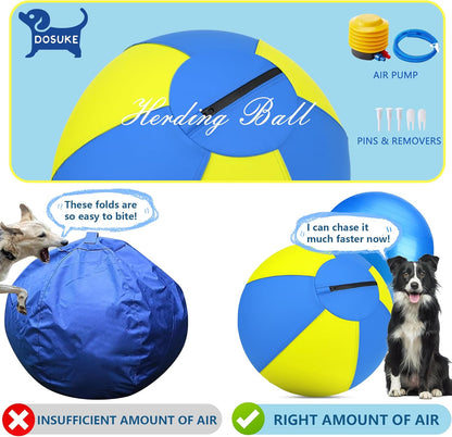 Herding Ball for Dogs - 18" Dog Herding Ball, Agility Equipment, Herding Ball for Australian/German Shepherd Collie, Toys for Christmas/Birthday Gifts (Yellow&Blue, Medium - 18")
