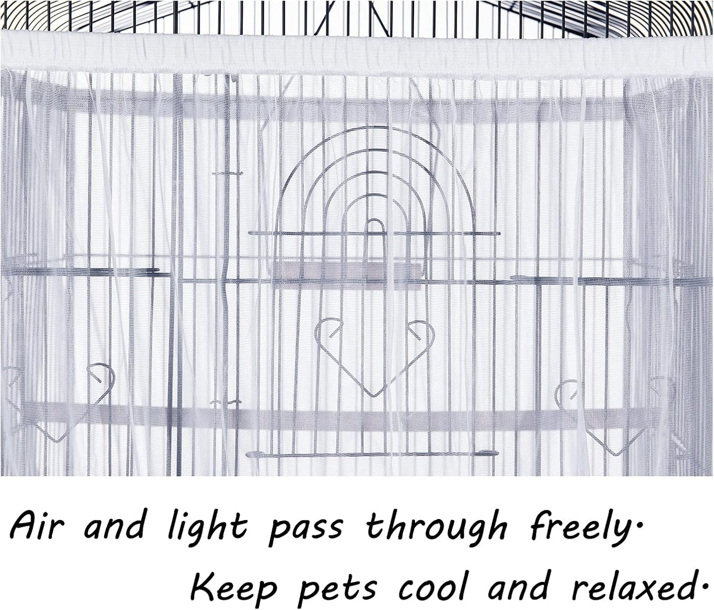 Tamu style Bird Cage Seed Catcher, Large, Stretchy Form Fitting Mesh Skirt Cover for Parrot Enclosures, Light and Breathable Fabric, Prevent Scatter and Mess, Reusable, Adjustable, Lightweight, White