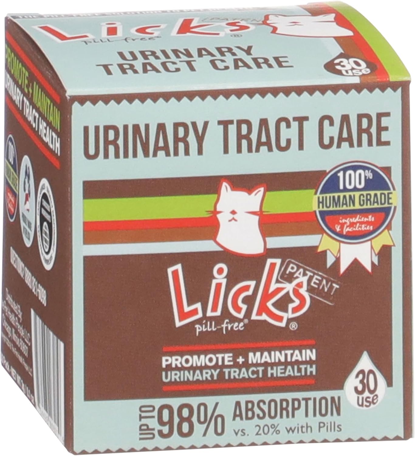 Licks Pill-Free Cat Urinary Tract Care - Cat UTI Care and Prevention Gel Packets - Urinary Tract Infection Supplement for Cats - Omega 3 Fish Oil and L-Lysine Supplement - Gel Packets - 30 Use