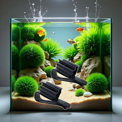 2 Pcs Black Fish for Tank Mounting Clip, Water Pipe Hose Holder Multifunction Adjustable Clamp for 0.31""""-0.62"""" Dia Tub Aquarium Tube Holder, Aquarium Air Pump Accessories