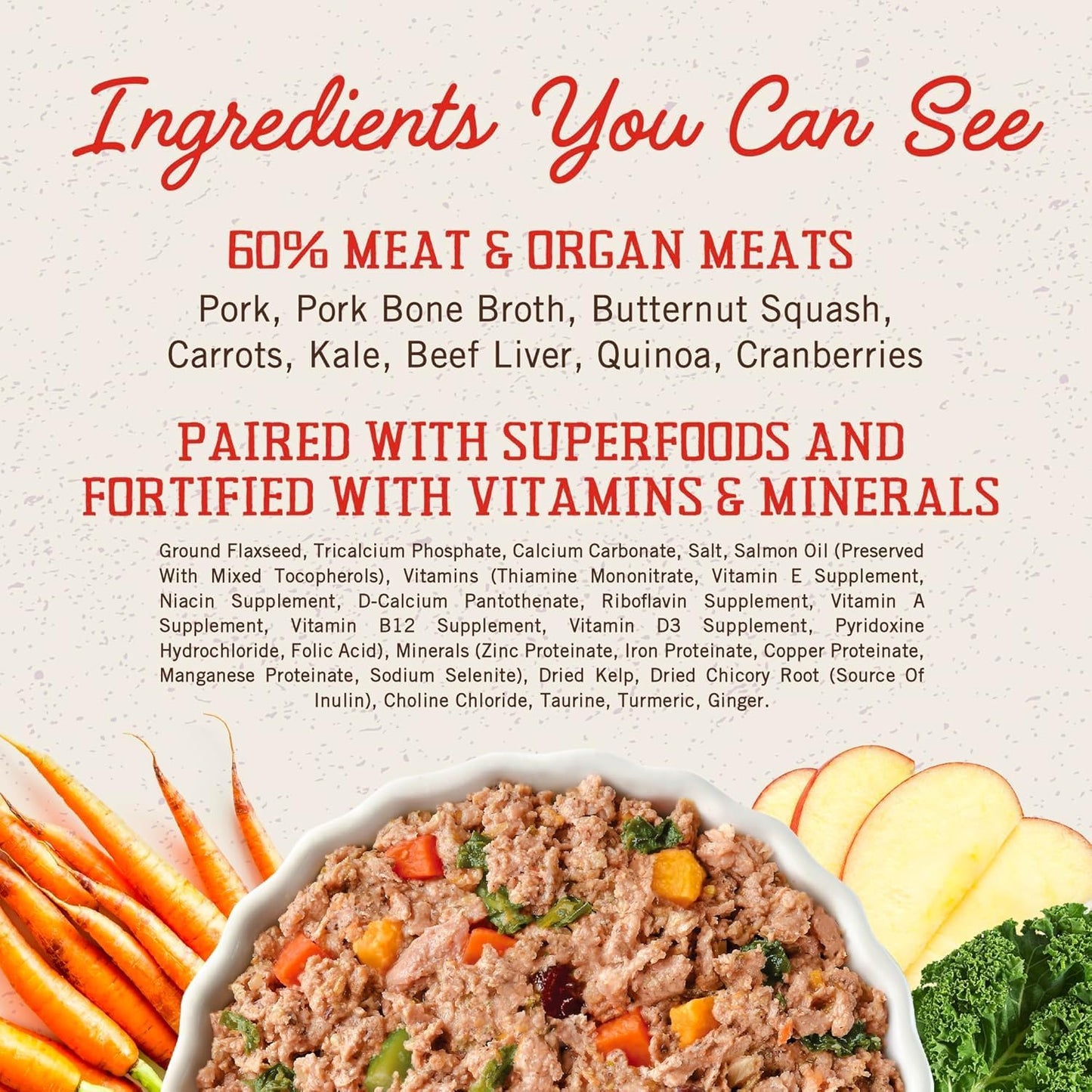 Stella & Chewy's FreshMade Frozen Fresh High Protein Pork & Quinoa Dog Food, 16-oz Pouch (Pack of 4)