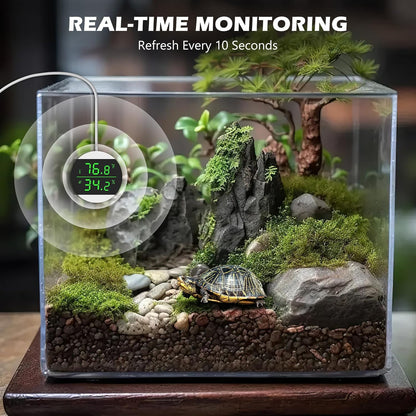 KeeKit Reptile Tank Thermometer, LED Digital Reptile Thermometer and Humidity Gauge Hygrometer, Temperature Range ±1.8℉, for Reptile Tank, Snake Tank, Accessories Pet Rearing Box