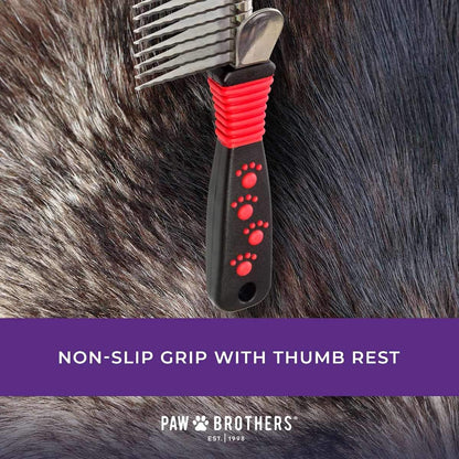 RYAN'S PET SUPPLIES Paw Brothers 12-Blade Dematting Tool for Dog Grooming, Professional Grade, Stainless Steel Blades, Comfort Grip, Gentle on Skin