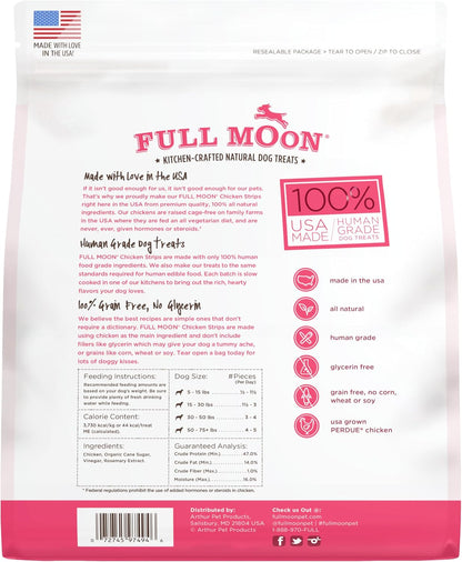 Full Moon Chicken Strips Healthy All Natural Dog Treats Human Grade Made in USA Grain Free, 1.5 Pound (Pack of 1)