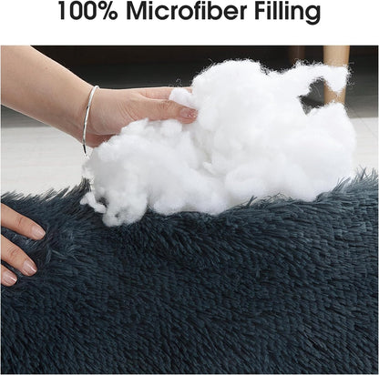 HOMBYS 25" Dog Pillow for Large & Medium Dogs, Soft Faux Fur Calming Pet Pillow for Anxiety Relief, Machine Washable, Plush Pet Toy (Dark Grey, 25"x8"x4")