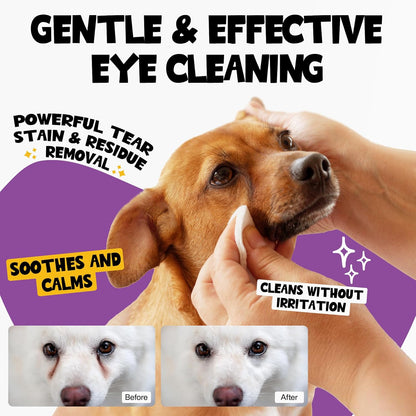 Dog Eye Wipes 100 Counts - Dog Tear Stain Remover for Dogs - Hypoallergenic Pet Eye Cleaner Wipes for Dogs & Cats