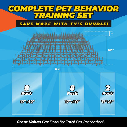 [Bundle] Cat Scat Mat & Anti-Scratch Furniture Protector – Humane Cat Repellent Spikes & Double-Sided Scratch Deterrent Tape – Indoor & Outdoor Pet Training Solution