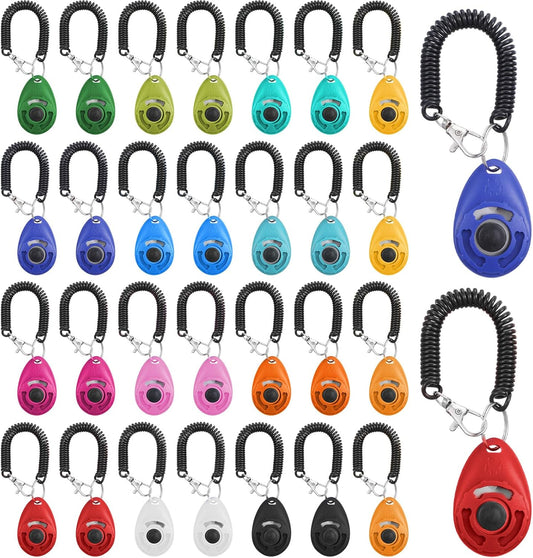 30pcs Dog Training Clickers with Wrist Strap,Multicolor Pet Training Clicker Cat Clicker Bird Clickers for Dogs Cats Horses Birds Behavioral Training Accessories