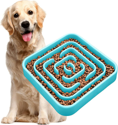 TOBYTO Slow Feeder Dog Bowls for Large Medium Breed, Anti-Choking Pet Slow Feeding Food Bowl, Non Slip Maze Puzzle Dog Feeder Bowl Prevent Bloating,Blue