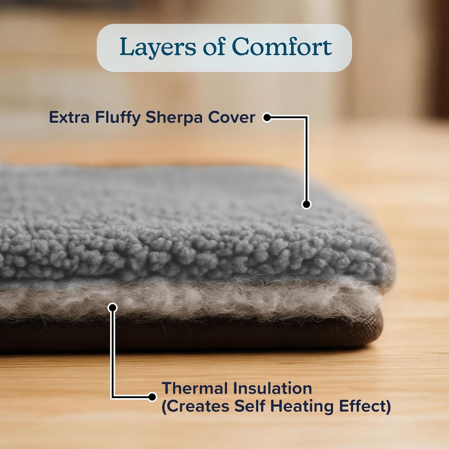 Self Warming Cat Mat - 25x18in Thermal Dog Crate Pad with Removable Washable Sherpa Cover and Reflective Insulation Layer for Self Heating - Pet Supplies for Small Dogs and Cats by PETMAKER (Gray)