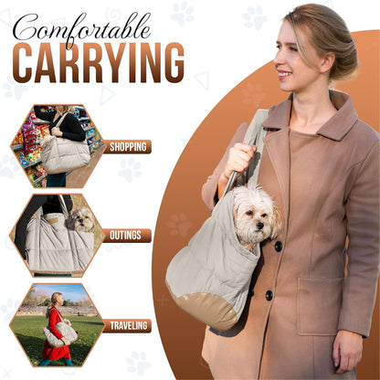 NoblePup Cozy Plush Dog Purse Carrier for Small Dogs - Dog Carrier Purse with Secure Harness Clip, Dog Tote Bag for Small Dogs and Puppies - White 2.0