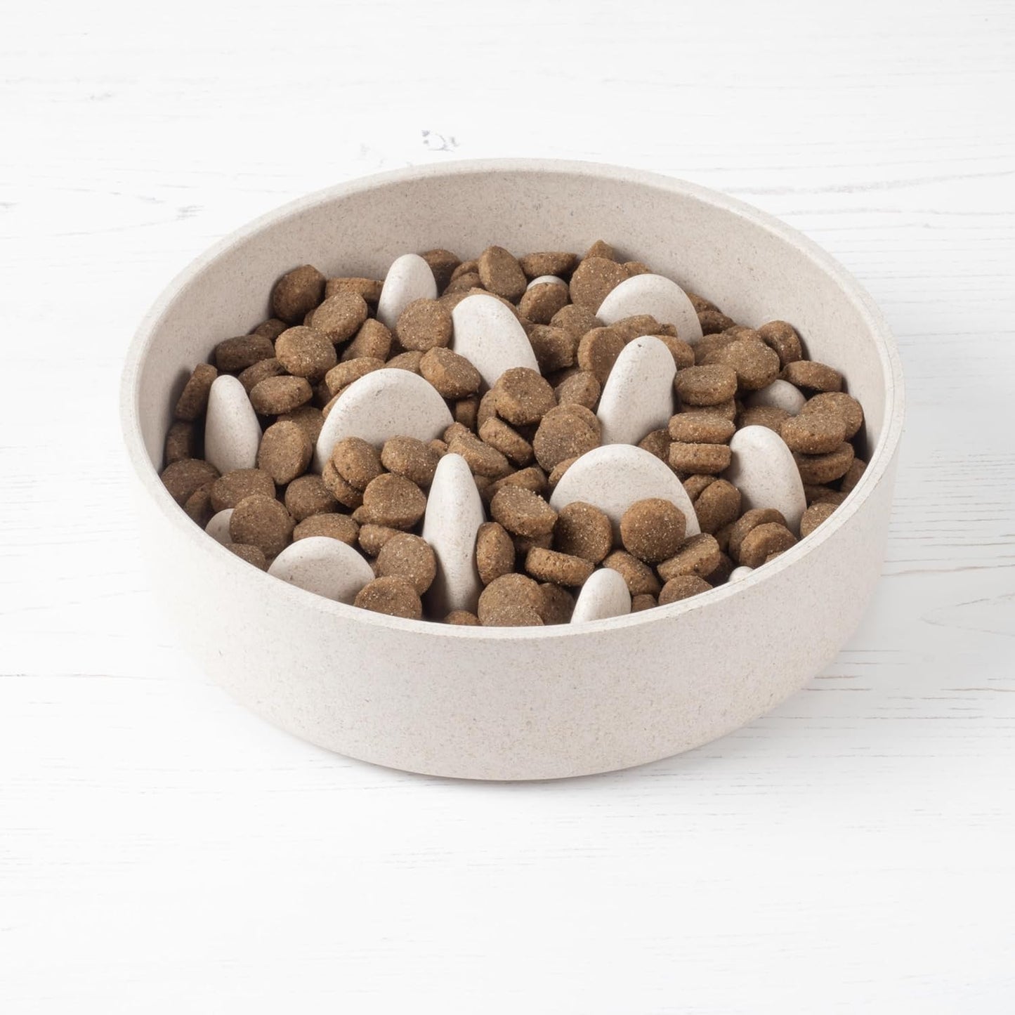 Titan Bamboo Slow Feeder Dog Bowl Large with Ultra Grip Rubber Base Pet Bowl 8 Inch