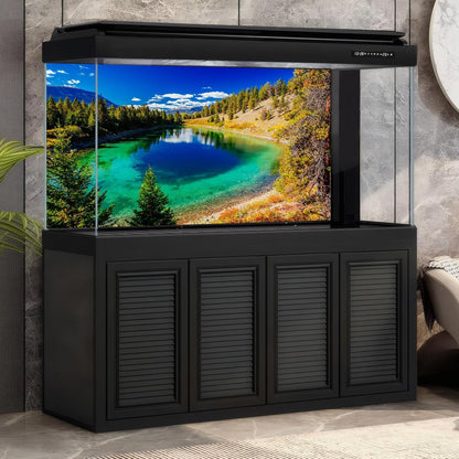 Majestic Lake Aquarium Background Aquamarine Blue-Green Shades Five Lakes Fish Tank Background Scenic Serene Pine Trees Terrarium Backgrounds Tranquil Valley Lakes Reptile Tank Backgrounds 72x18in