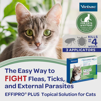 Effipro Plus Topical Solution for Cats, 3 Month Supply, Product Does Not Expire, Non-Perishable