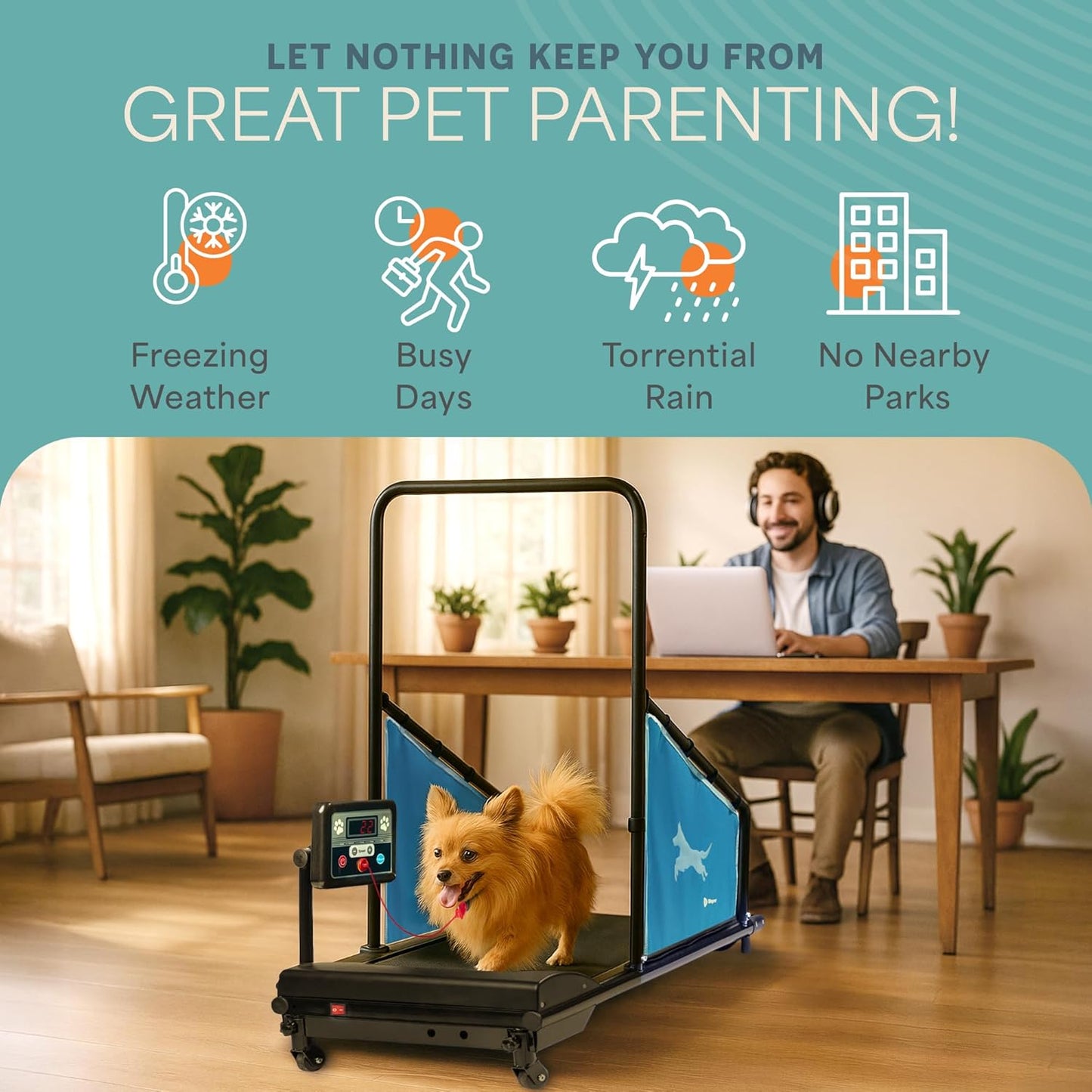 Lifepro PawRunner Dog Treadmill for Small & Medium Dogs up to 130lbs, Indoor Running Machine for Fitness, Compact & Durable Pacer Treadmill for Health and Exercise