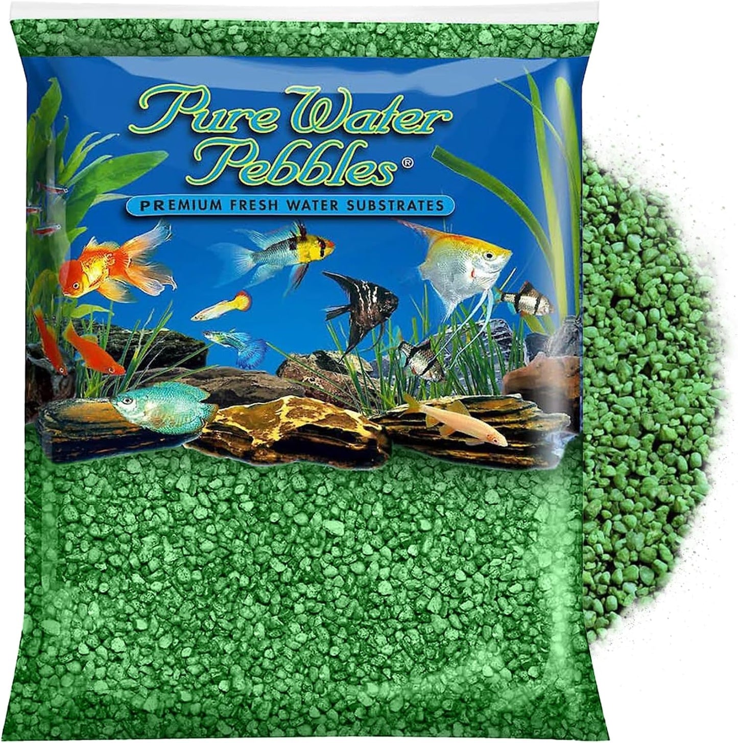 Pure Water Pebbles Aquarium Gravel, 2-Pound, Emerald Green