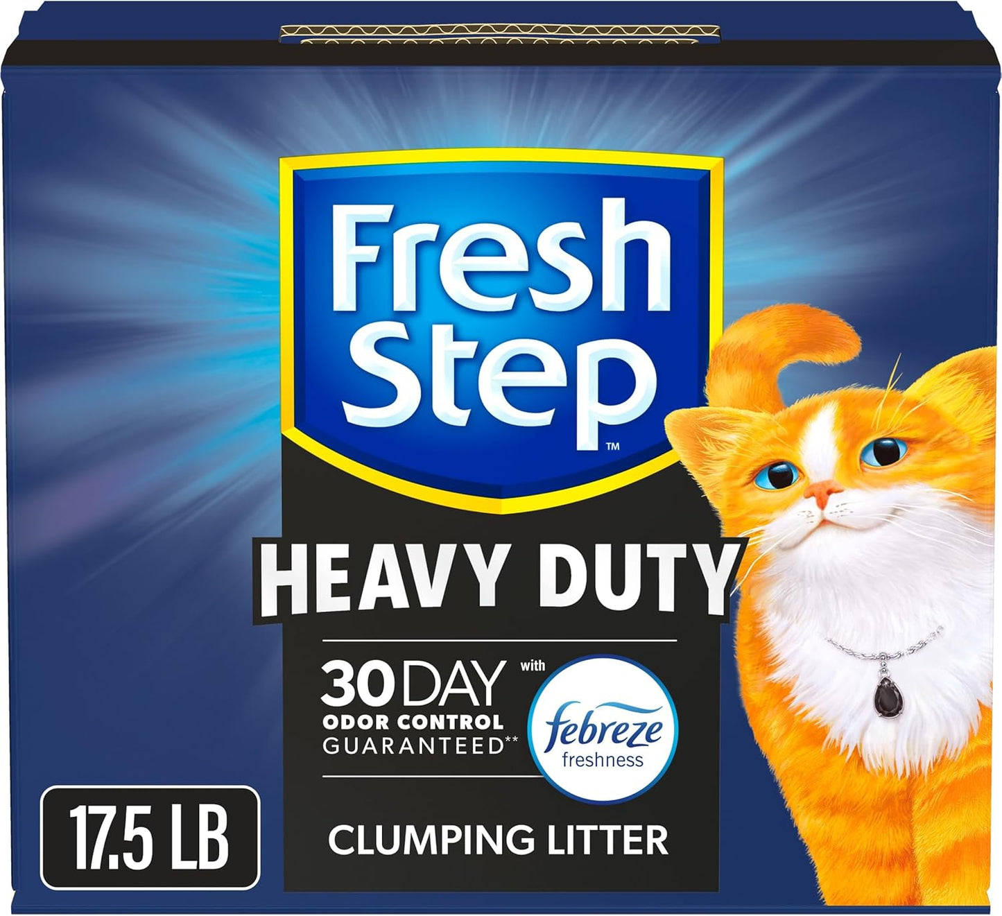 Fresh Step Clumping Cat Litter, Heavy Duty Advanced, Long Lasting 30-Day Odor Control with Odor Eliminating Carbon, 17.5 lb