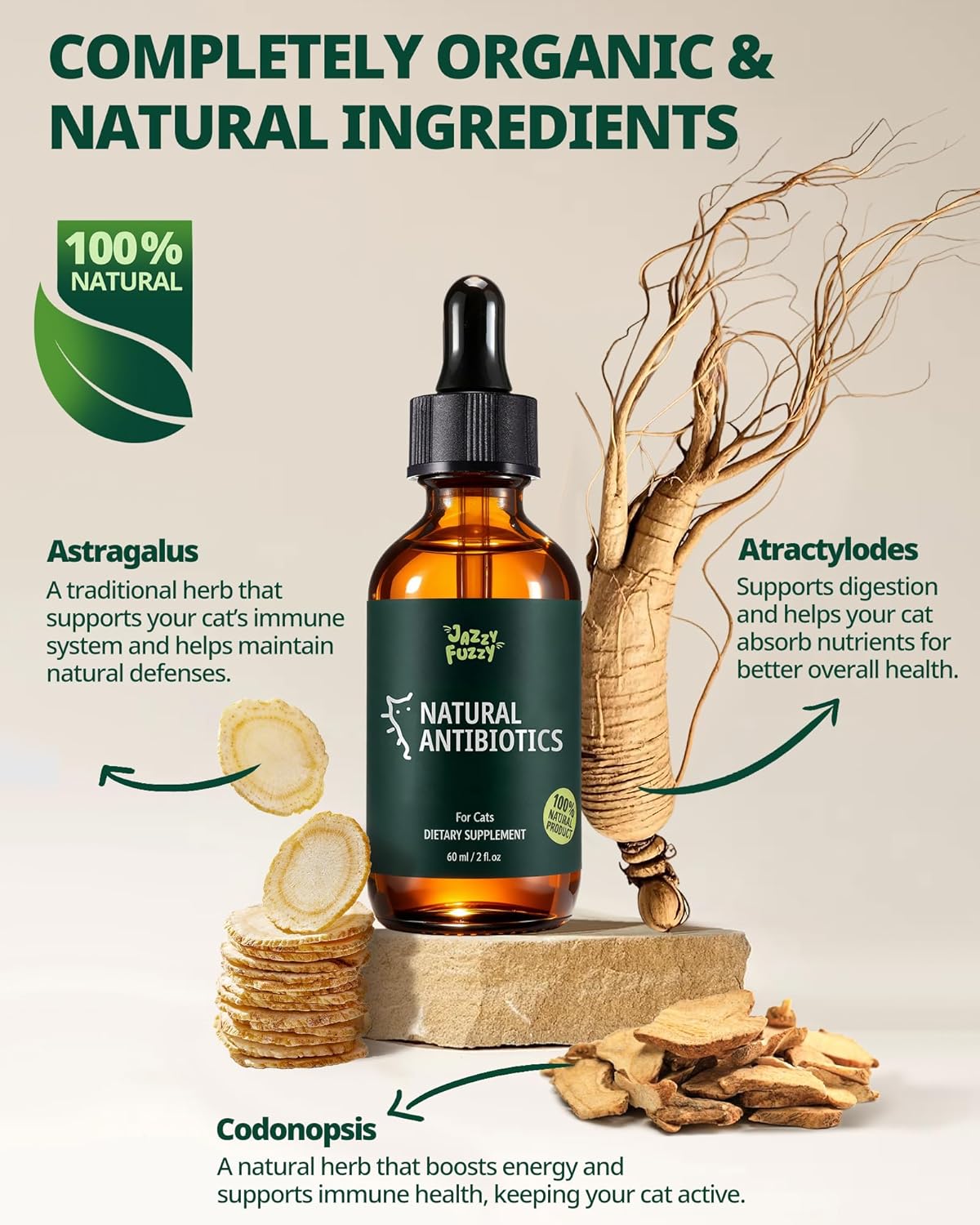 Antibiotic for Cats, Natural Cat Antibiotic Supplement with L-Lysine for Immune Support & Allergy Relief, Respiratory Health, Sneezing, Runny Nose, Infections, for All Cats, Chicken Flavor - 2 Oz