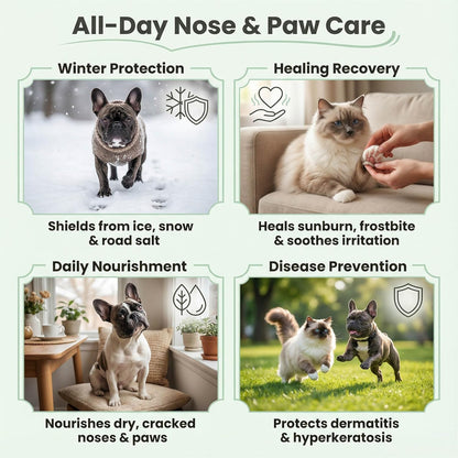 2-in-1 Dog Paw Balm & Nose Cream Set (2.7oz) - Natural Lick-Safe Snout Soother & Wax. Heals Dry Cracked Pads & Hyperkeratosis. Protection for Hot Pavement & Winter Snow. Cat Paw Balm