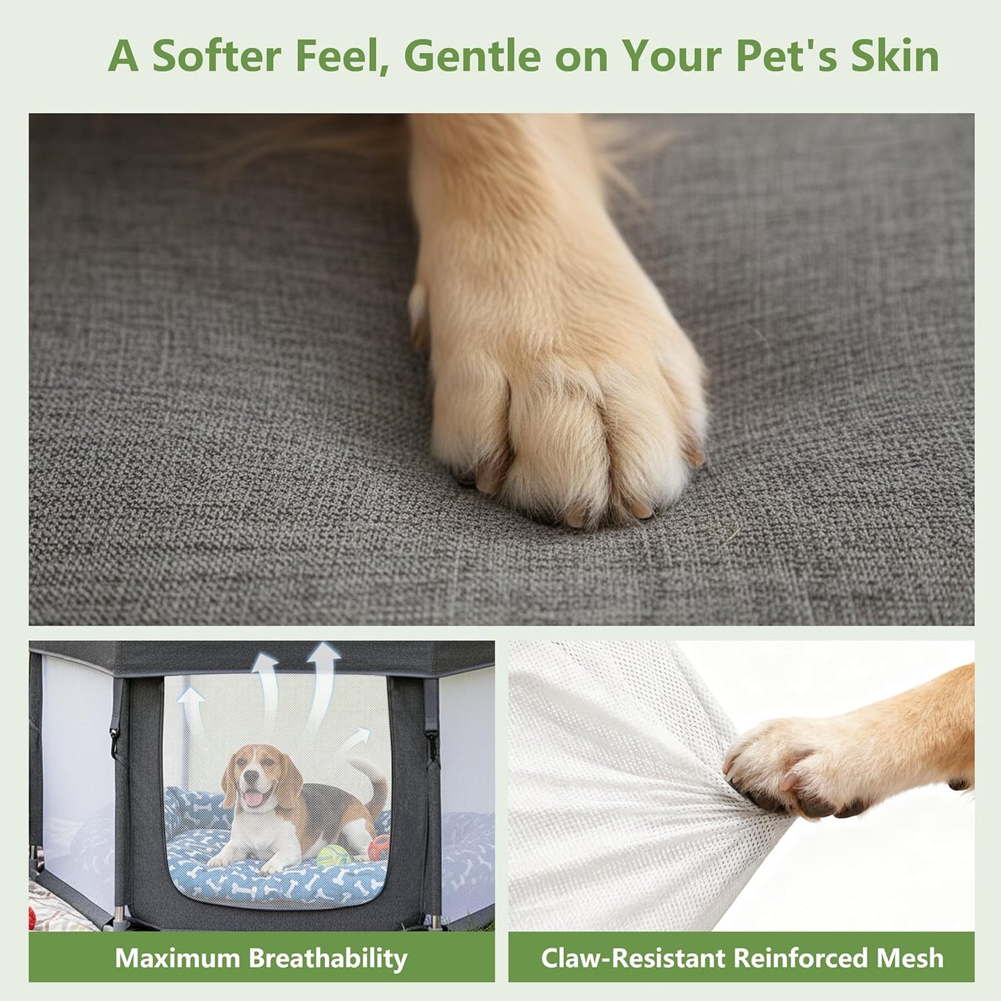 Dog Play Pen Indoors, Puppy Playpen with Cover for Small Dogs & Cats, Puppy Playpen with Gate, Indoor & Outdoor Dog Fence with Thickened Fabric