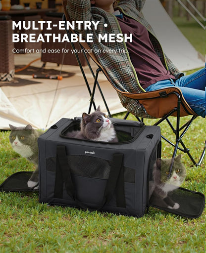 Pecute Cat Carrier Stale, Pet Carrier Breathable and Portable, Cat Carriers Bag with Scientific Hidden Partition, Carriers for Cat Under 11lbs, Dog Carriers Suitable for Travel and Outing, Dark Gray