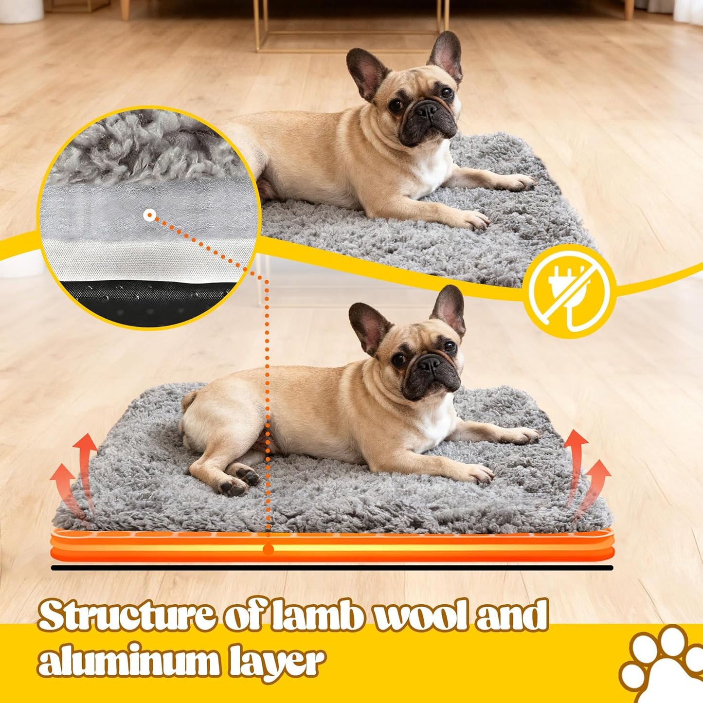 PatiencET Self Warming Cat Bed for Indoor Cats 18'' x 24'' - Cozy Fleece Heating Pad, Non-Electric Thermal Mat for Small Pets, Washable Soft Cushion for Winter Comfort and Warmth Grey