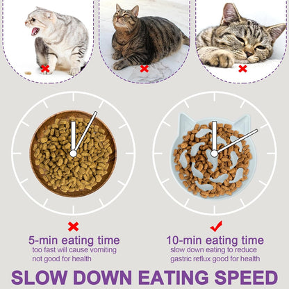 Silicone Cat Slow Feeder, Elevated Slow Feeder Bowl Tilt Design, Suitable for Dry and Wet Food, Adjustable Angle, Cat Food Puzzle with Suction Cup(Gray)