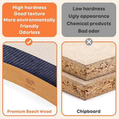 Extra-Larger Sisal Cat Scratcher Bed, Durable Cat Scratching Post with Hammock for Indoor Cats Lounger & Sleep & Scratch, Natural Sisal Cat Scratch Pad, Sturdy Solid Wood Frame (BeigeBlue)