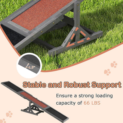 PETSITE Wooden Dog Agility Seesaw, Dog Exercise & Play Set, Outdoor Run Game Toy, Climbing Platform Balance Training Equipment, Weatherproof Pet Supplies for Backyard Obstacle Courses (Grey)