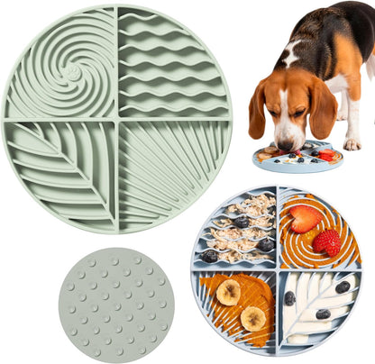 Awoo Paradise Silicone Dog & Cat Lick Mat & Slow Feeder with Suction Cups, Non-Slip, Dishwasher Safe, Extend Mealtime, Reduce Anxiety (Sage)