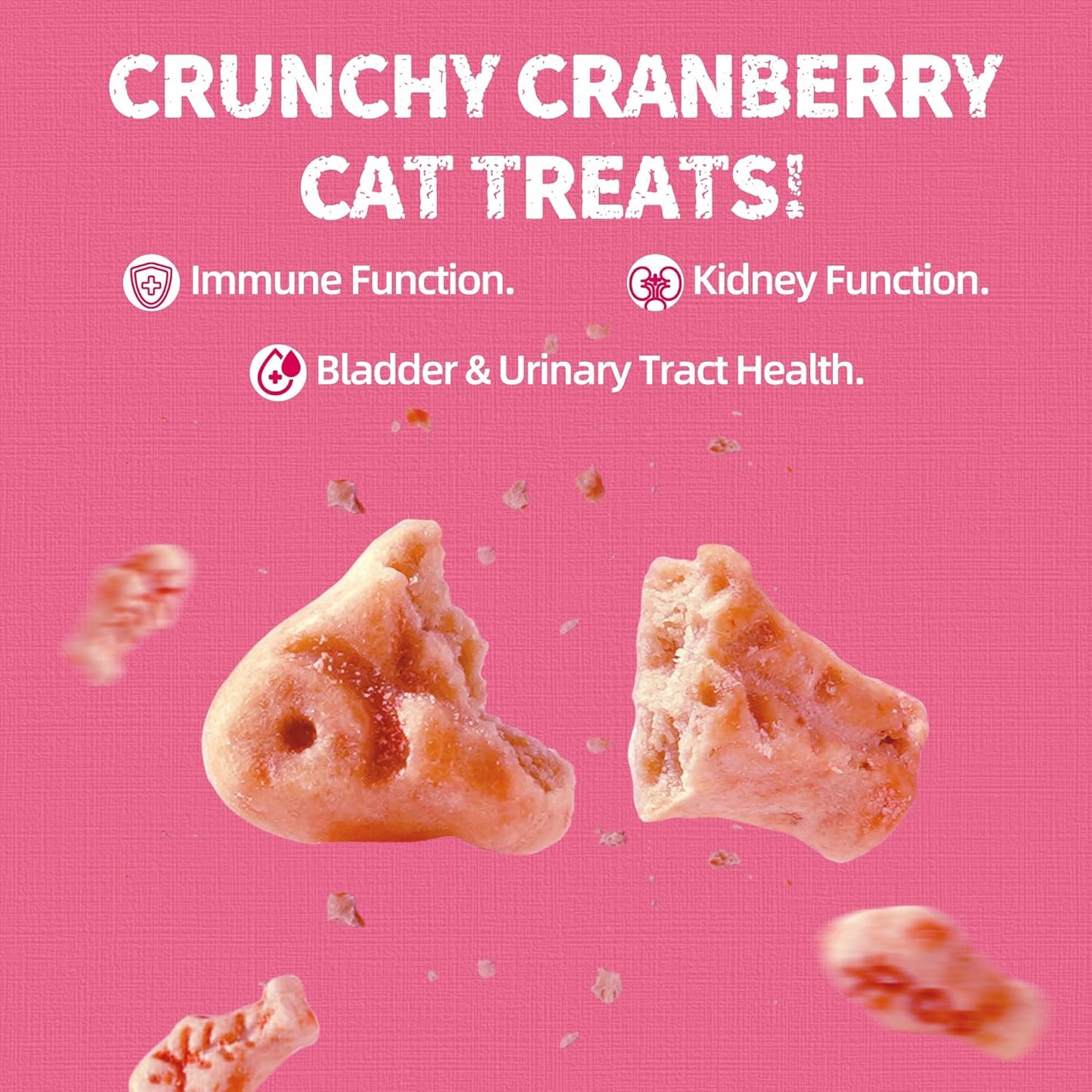 Just Try 13.4 OZ Urinary Tract Health Cat Treats for Indoor Cats, Health Supplement Cranberry & D-Mannose for Kidney Bladder and UT Support, Crunchy Chews Cat Loves