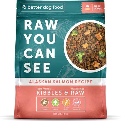 A Better Dog Food | Salmon Dry Dog Food | Raw You Can See | High Protein Kibble + Freeze Dried Raw Dog Food