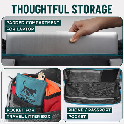 OutdoorBengal Zeppelin™ Airline-Approved Large Cat Carrier Soft – TSA-Approved Pet Carriers with Top Opening for Plane and Car Travel – Kittens or Small Dog Carrier (Black)