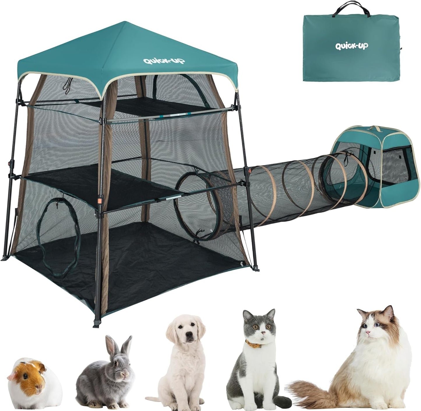 Extra Large catio Outdoor cat Enclosure,3-in-1 Cat Tower Tent with Tunnel/Pop Up Cube, Portable Catio,Cat Tent,Foldable Cat Enclosure for Indoor/Outdoor/Camping Weatherproof & Sunproof(Patented)