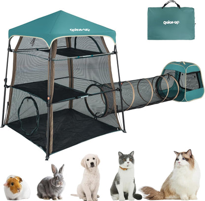 Extra Large catio Outdoor cat Enclosure,3-in-1 Cat Tower Tent with Tunnel/Pop Up Cube, Portable Catio,Cat Tent,Foldable Cat Enclosure for Indoor/Outdoor/Camping Weatherproof & Sunproof(Patented)