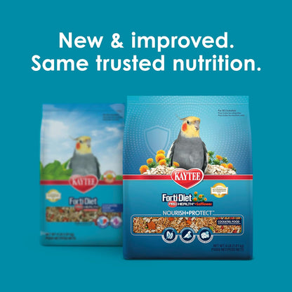 Kaytee Forti-Diet Pro Health+Safflower Nourish+Protect Cockatiel Food, Supports Breeding and Molting, Nutrition Backed by Science, Digestive and Brain Health, 4 pounds