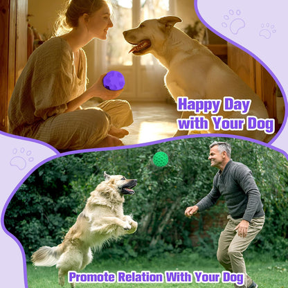 2 Pack Interactive Dog Toys for Aggressive Chewers, 3.15”Squeaky Balls for Dogs and 3.54” Treat Dispensing Dog Toys, Squeaky Dog Balls for Large Dogs,Treat Puzzle Toy,Indestructible Toy Ball