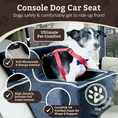 Snoozer High-Back Console Dog Car Seat - Small Dog Car Seat, Center Console Booster Bed for Small Size Dogs up to 12 lbs, Washable - Large