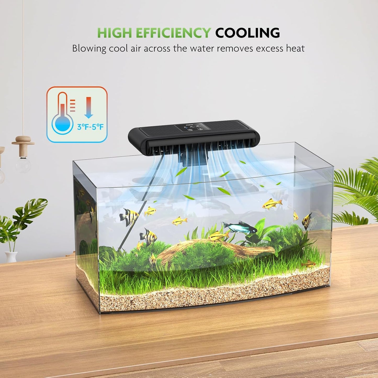 PAIZOO Aquarium Chiller Fan, Fish Tank Cooling Fans Aquarium Cooler with 3 Speed Modes, Water Chiller for Axolotl Tank Accessories Freshwater Saltwater Tanks, 6.4W