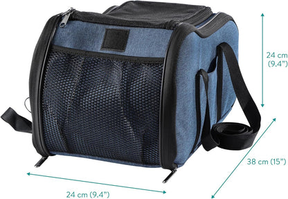 Navaris Dog Car Seat - Secure and Comfortable Pet Carriers for Small Dogs - Centre Console Car Seats - Booster and Bed with Zipper, Leash, and Cushion - Cat, Dog & Puppy Travel Bag